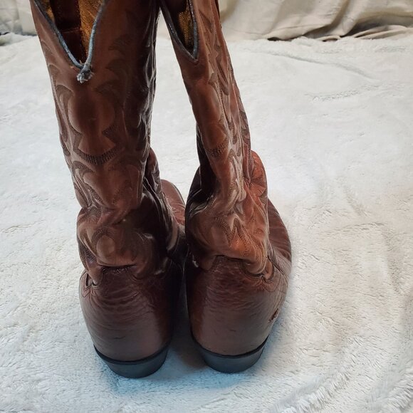 Ariat Tan Cowboy Leather Heel Boot Men 9 EE Western Country Stitched Rodeo Ranch - Picture 9 of 15